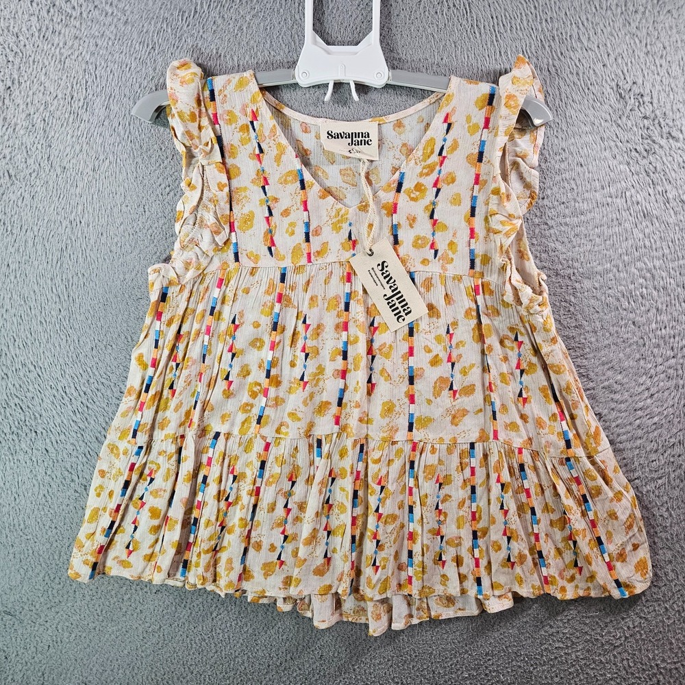 NEW Savanna Jane Sleeveless Top Blouse Women Small Embroidered Multicolor Boho